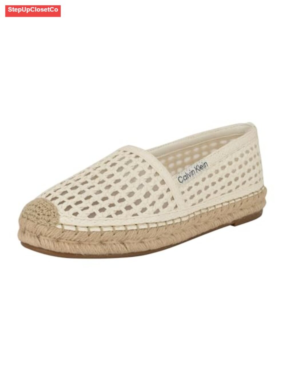 Woven Espadrille Slip-On Loafers with Faux Leather
